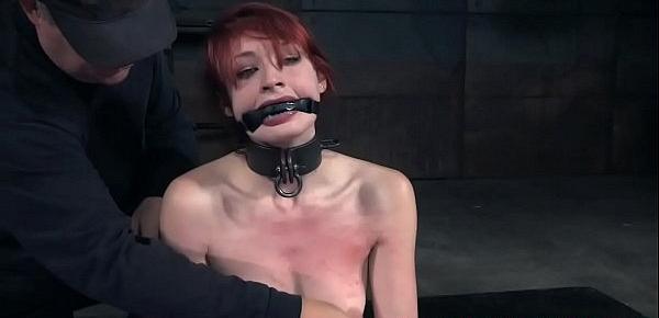  Redhead bdsm sub whipped and clamped